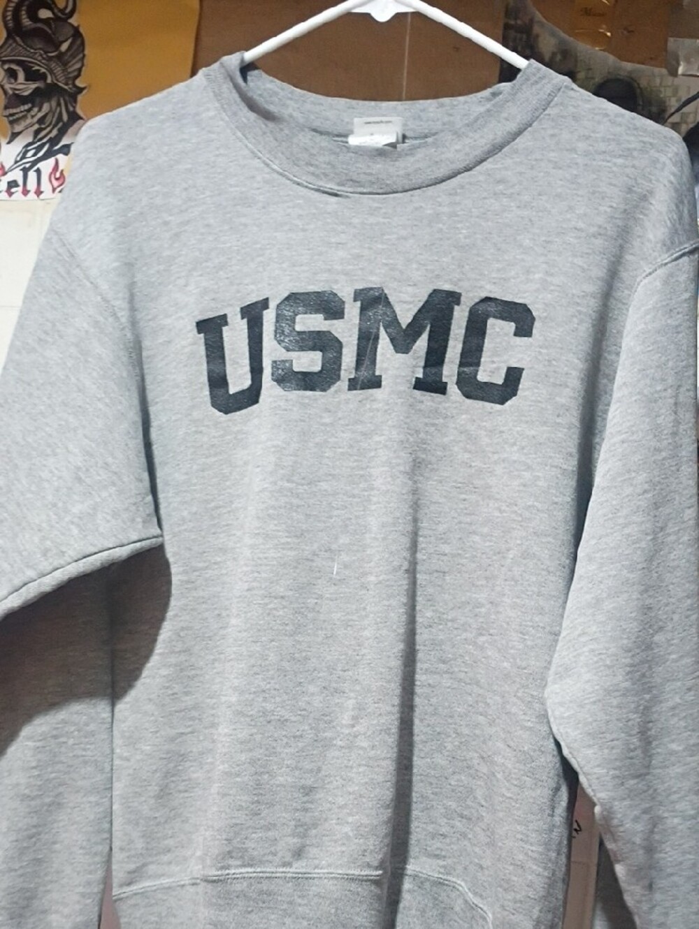 Soffe USMC Grey Crewneck Sweatshirt with Black Lettering